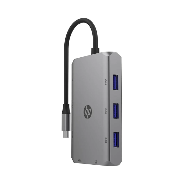 Bộ chia/ Hub HP 9 in 1 DHC-TC236 HDMI / VGA / Ethernet RJ45 / 3 x USB-A / Sạc nhanh USB-C / SD / microSD (8G9Q9AA)